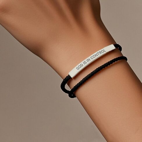 God is in Control Bracelet for Men Women Stainless Steel Adjustable Christian Bracelet Handmade Letter Braided Bracelet Inspirational Unique Gifts Jewelry in Saudi Arabia