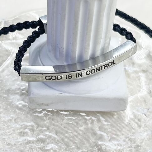 God is in Control Bracelet for Men Women Stainless Steel Adjustable Christian Bracelet Handmade Letter Braided Bracelet Inspirational Unique Gifts Jewelry in Saudi Arabia
