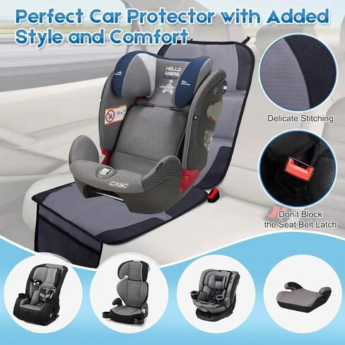 Car Seat Protector, 2 Pack Baby CarSeat Protector with Mesh Pockets & Non-Slip Backing 600D Durable Seat Cover Under Baby Child Car Seat, (Black, Standard) in Saudi Arabia