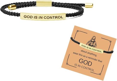 God is in Control Bracelet for Men Women Stainless Steel Adjustable Christian Bracelet Handmade Letter Braided Bracelet Inspirational Unique Gifts Jewelry in Saudi Arabia