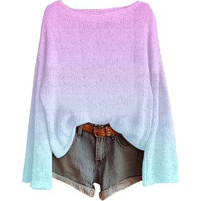 Vintage Sweaters for Women Boho Oversized Sweater Long Sleeve Plus Size Shirts Knit Casual Graphic Fall Clothes in Kuwait