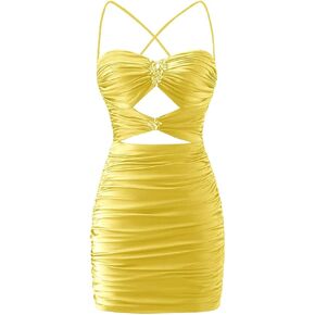 PAVERJER Homecoming Dresses for Teens 2025 Short Satin Ruched Spaghetti Straps Beads Mini Prom Dress Cocktail Party Dress in Kuwait