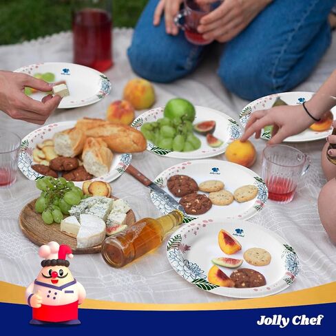 أطباق ورقية من JOLLY CHEF عدد 140، مقاومة للنقع، مقاومة للقطع، مطبوعة على شكل زهرة شديدة التحمل، مقاس 25.4 سم، للاستخدام اليومي in Saudi Arabia