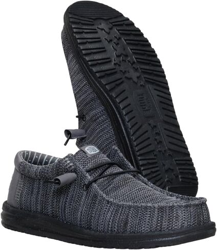 Heydude Wally Stretch Sox Wide Black/White Size 13 ، أحذية رجال ، متسكعون ، مريحون وخفيفون الوزن in Saudi Arabia