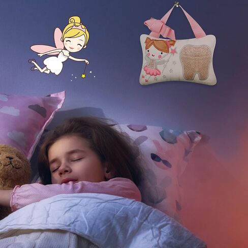 Qunclay Tooth Fairy Pillow with Pocket Kids Tooth Pillow Tooth Keepsake Pouch Tooth Fairy Gifts for Girl and Boy, 3.9 x 5.9 Inches (Cute Style) in Saudi Arabia