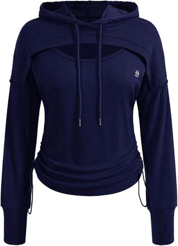SweatyRocks Women's Cut Out Front Drawstring Hoodies Workout Sweatshirts in Saudi Arabia