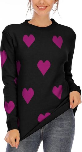 shermie Women's Cute Heart Knit Sweater Long Sleeve Crew Neck Loose Casual Pullover Sweaters in Saudi Arabia