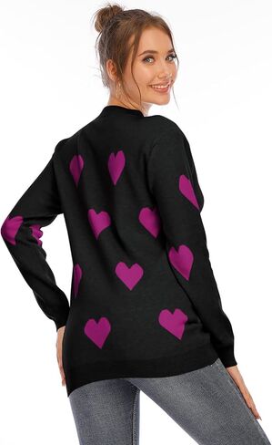 shermie Women's Cute Heart Knit Sweater Long Sleeve Crew Neck Loose Casual Pullover Sweaters in Saudi Arabia