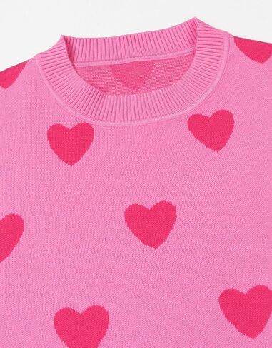 shermie Women's Cute Heart Knit Sweater Long Sleeve Crew Neck Loose Casual Pullover Sweaters in Saudi Arabia