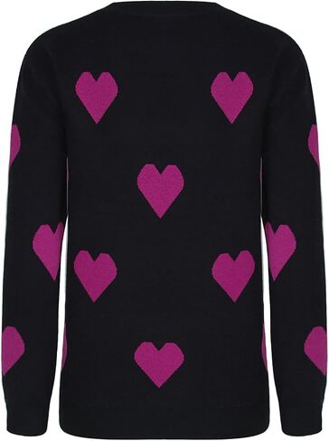 shermie Women's Cute Heart Knit Sweater Long Sleeve Crew Neck Loose Casual Pullover Sweaters in Saudi Arabia