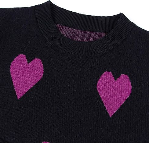 shermie Women's Cute Heart Knit Sweater Long Sleeve Crew Neck Loose Casual Pullover Sweaters in Saudi Arabia