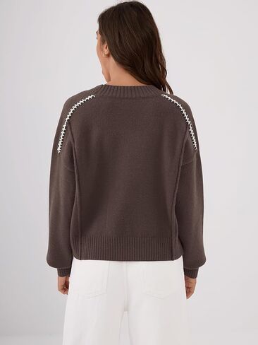 ZAFUL Sweaters for Women 2025 Fall Chunky Knit Crewneck Long Sleeve Pullover Tops Fashion Casual Winter Trendy Clothes in Saudi Arabia