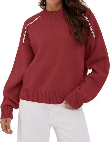 ZAFUL Sweaters for Women 2025 Fall Chunky Knit Crewneck Long Sleeve Pullover Tops Fashion Casual Winter Trendy Clothes in Saudi Arabia
