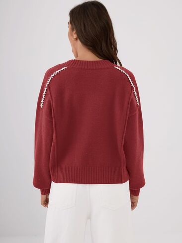 ZAFUL Sweaters for Women 2025 Fall Chunky Knit Crewneck Long Sleeve Pullover Tops Fashion Casual Winter Trendy Clothes in Saudi Arabia