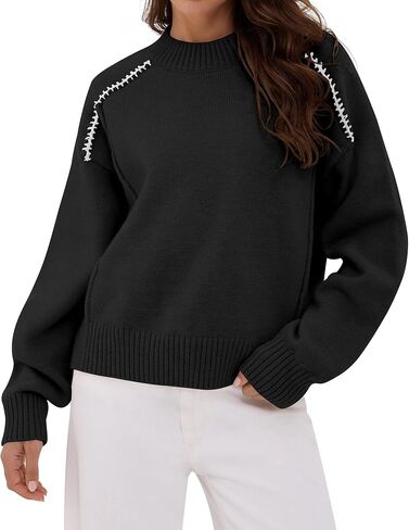ZAFUL Sweaters for Women 2025 Fall Chunky Knit Crewneck Long Sleeve Pullover Tops Fashion Casual Winter Trendy Clothes in Saudi Arabia