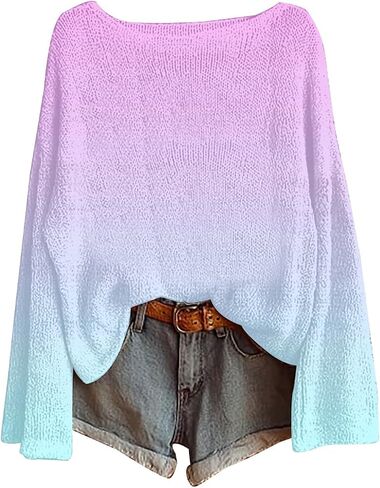 Vintage Sweaters for Women Boho Oversized Sweater Long Sleeve Plus Size Shirts Knit Casual Graphic Fall Clothes in Saudi Arabia