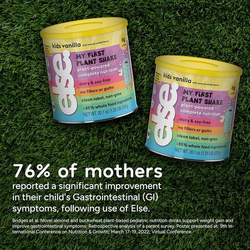 مسحوق مخفوق البروتين للأطفال ذو الأصل النباتي من شركة Else Nutrition للأعمار من 2 إلى 12 عامًا. مخفوق التغذية الكاملة من فيرست كيدز خالي من الألبان مع البروتين النباتي و25 فيتامين ومعادن، الفانيليا، 2 عبوة in Kuwait