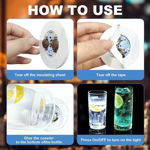 12 pcs LED Coaster, Bottle Lights for Liquor Bottles, Sticker Lights for Wine Liquor Bottle, Club, Bar, Party in Saudi Arabia