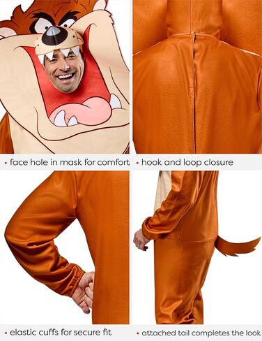 Rubies Unisex Adult Unisex Adult Looney Tunes Tazmanian Devil Costume Jumpsuit and Headpiece in Saudi Arabia
