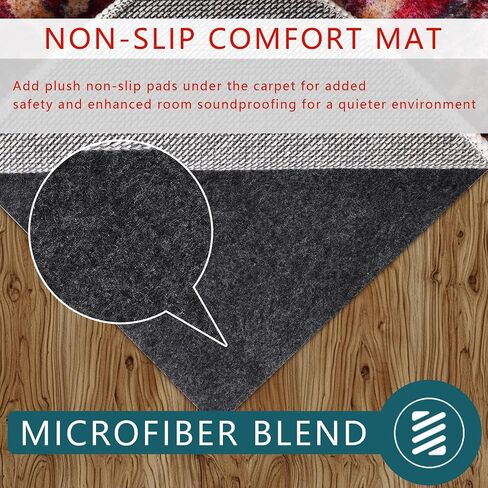 Non Slip Rug Pad Gripper, 1/10" Thick Felt Cushioned Carpet Pad with TPE Backing, Waterproof Under Area Rug Pads, for Hardwood Floors, Vinyl, Laminate, Stone, Carpet & Tile (60"x84") in Saudi Arabia