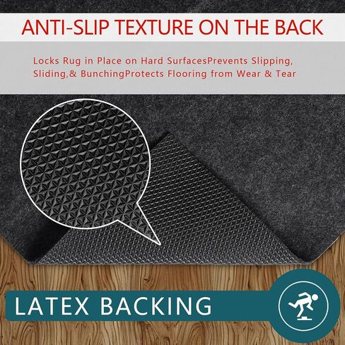 Non Slip Rug Pad Gripper, 1/10" Thick Felt Cushioned Carpet Pad with TPE Backing, Waterproof Under Area Rug Pads, for Hardwood Floors, Vinyl, Laminate, Stone, Carpet & Tile (60"x84") in Saudi Arabia