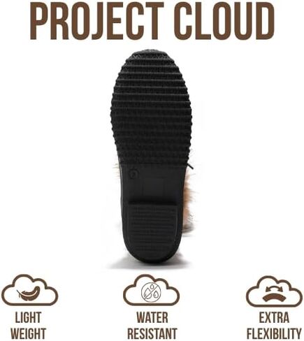 Project Cloud Womens Snow Boots 100% Genuine Leather Memory Foam (Ventura) | 100% Genuine Leather; Memory Foam Insole; Fur Mid-Calf Design; Lightweight; Non-Slip Outdoor Winter Shoes for Women in Saudi Arabia