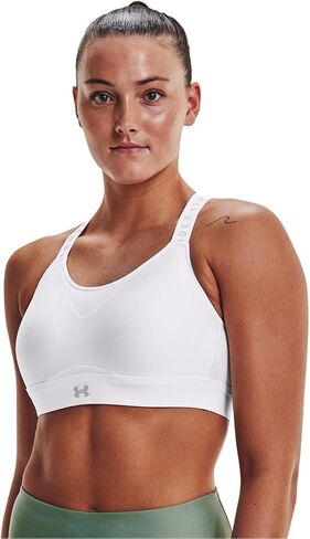 Under Armour Womens Infinity High Impact Sports Bra, (101) White / / White, Small D-DD in Saudi Arabia