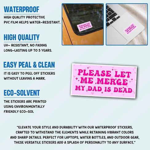 3Pcs Please Let Me Merge My Dad is Dead Sticker Funny Dark Humor Gift for Memorial Please Let Me Merge My Dad is Dead Stickers Weird Car Decal for Laptop Bottle Notebook Toolbox Hard Hat 5" in Saudi Arabia