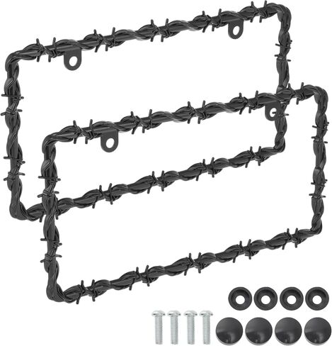 2 Pcs Universal Barbed Wire Design License Plate Frame 2 Holes W/Screws Compatible with Standard License Plate Frames for USA, CA, Personalize Funny Design Cars for Men and Women in Saudi Arabia