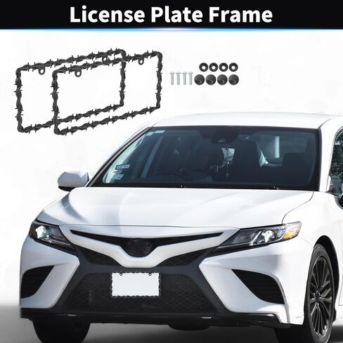 2 Pcs Universal Barbed Wire Design License Plate Frame 2 Holes W/Screws Compatible with Standard License Plate Frames for USA, CA, Personalize Funny Design Cars for Men and Women in Saudi Arabia