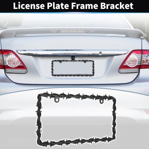 2 Pcs Universal Barbed Wire Design License Plate Frame 2 Holes W/Screws Compatible with Standard License Plate Frames for USA, CA, Personalize Funny Design Cars for Men and Women in Saudi Arabia