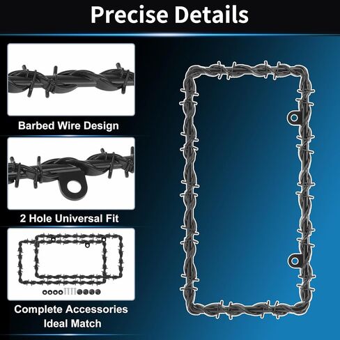 2 Pcs Universal Barbed Wire Design License Plate Frame 2 Holes W/Screws Compatible with Standard License Plate Frames for USA, CA, Personalize Funny Design Cars for Men and Women in Saudi Arabia