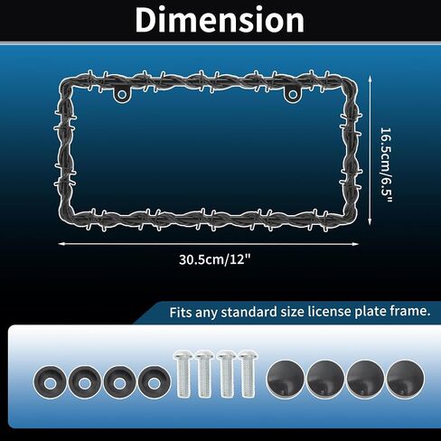 2 Pcs Universal Barbed Wire Design License Plate Frame 2 Holes W/Screws Compatible with Standard License Plate Frames for USA, CA, Personalize Funny Design Cars for Men and Women in Saudi Arabia