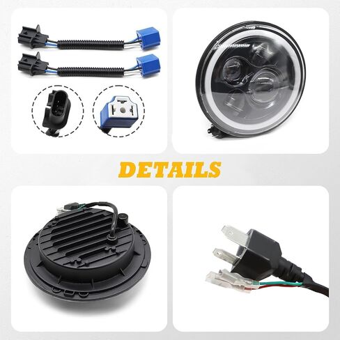 7 inch Headlights & 4 inch Fog Lights Compatible with 2007-2017 Wrangler JK 2004-2006 Wrangler LJ 1997-2006 Wrangler TJ 2011-2013 Grand Cherokee 1992-2006 H1 2003-2009 H2 2006-2010 H3 in Saudi Arabia