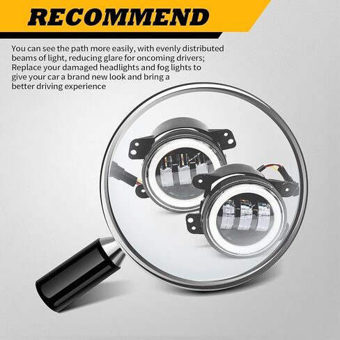 7 inch Headlights & 4 inch Fog Lights Compatible with 2007-2017 Wrangler JK 2004-2006 Wrangler LJ 1997-2006 Wrangler TJ 2011-2013 Grand Cherokee 1992-2006 H1 2003-2009 H2 2006-2010 H3 in Saudi Arabia