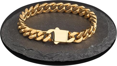 سوار رابط كوبي من الفولاذ المقاوم للصدأ للرجال ، عرض 9/11/13 ملم ، 7.5/8.5 بوصة ، أساور معصم السلسلة المطلية بالذهب 18K للرجال ، لا تشوه ودائم مجوهر in Kuwait