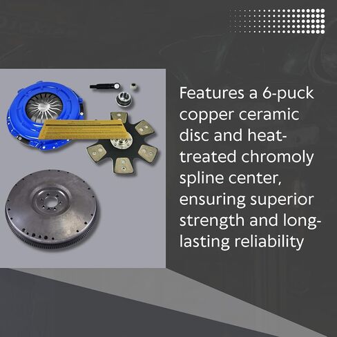 مجموعة القابض EFT Stage 4 مع دولاب الموازنة EFT لسيارة Chevy GMC C وG وK وP وR وV 1500 و2500 و3500 مع محرك 5.7 لتر - قرص سيراميك نحاسي 6 قطع لتعزيز الأداء والمتانة - ضمان العلامة التجارية لمدة 12 شهرًا in Saudi Arabia
