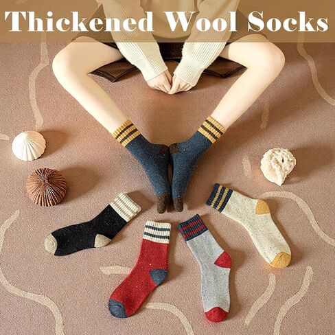 Thick Wool Socks for Women Winter Vintage Warm Casual Crew Socks Soft and Comfortable in Saudi Arabia