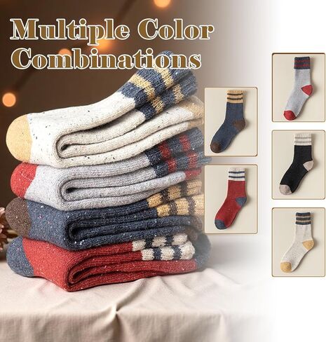 Thick Wool Socks for Women Winter Vintage Warm Casual Crew Socks Soft and Comfortable in Saudi Arabia
