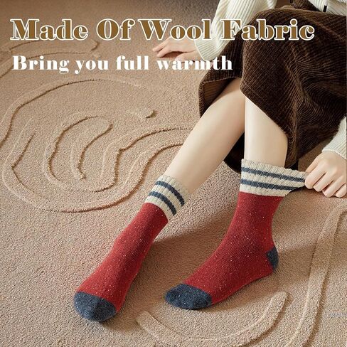 Thick Wool Socks for Women Winter Vintage Warm Casual Crew Socks Soft and Comfortable in Saudi Arabia