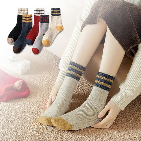 Thick Wool Socks for Women Winter Vintage Warm Casual Crew Socks Soft and Comfortable in Saudi Arabia