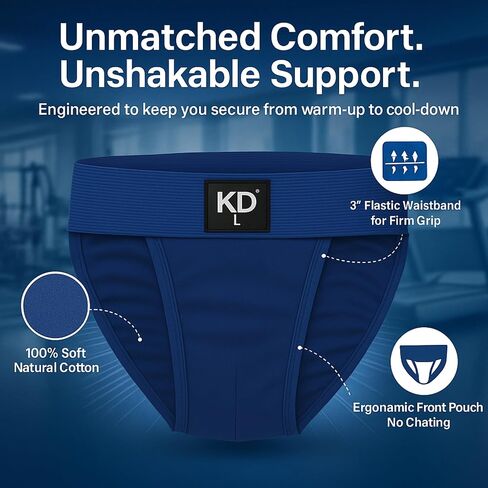 KNK Regent Men’s Cotton Gym Supporter Jockstrap | 100% Cotton | 3" Waistband | Back Covered in Saudi Arabia