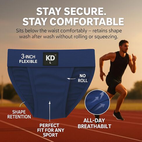 KNK Regent Men’s Cotton Gym Supporter Jockstrap | 100% Cotton | 3" Waistband | Back Covered in Saudi Arabia