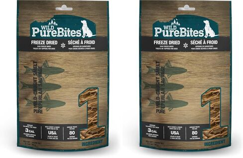 PureBites Wild Smelt Freeze Dried Dog Treats, 1 Ingredient, Made in USA, 2.1oz in Saudi Arabia