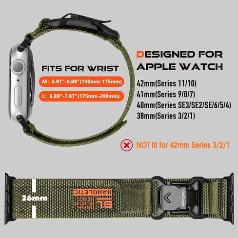 Compatible with Apple Watch Ultra Band - for Men, Wide Soft Nylon Sport Loop with Magnetic Fidlock V-Buckle for iWatch Ultra 2 49mm Series 10 46mm 9/8/7 45mm SE2/SE/6/5/4 44mm 3/2/1 42mm in Kuwait