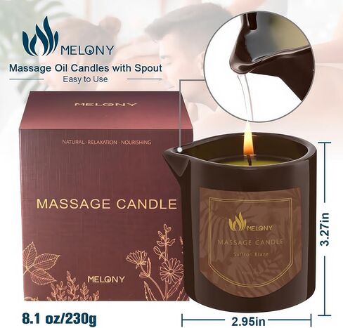MELONY Massage Oil Candle for Pure Relaxation - 8.1 oz - Moisturizing Essential Oil Body Massage Candle for Home Spa- Amazing Gift for Women & Men (Sandalwood) in Saudi Arabia