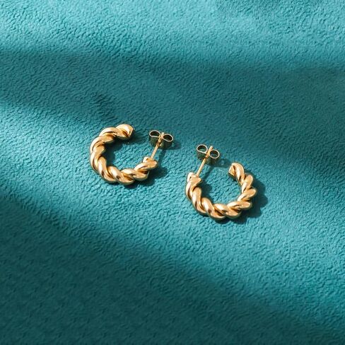 Twisted Braided Hoop Earrings Retro Irregular Design 18K Lightweight Stainless Steel Stud Earrings for Women Fashion Jewelry Gift in Kuwait