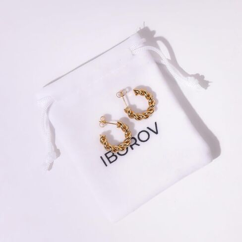 Twisted Braided Hoop Earrings Retro Irregular Design 18K Lightweight Stainless Steel Stud Earrings for Women Fashion Jewelry Gift in Kuwait