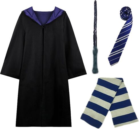 Wizard Costume Cosplay Set, Wizard Cloak Robe for Adults Teens, Wizarding Halloween Costume Accessories for Party in Kuwait