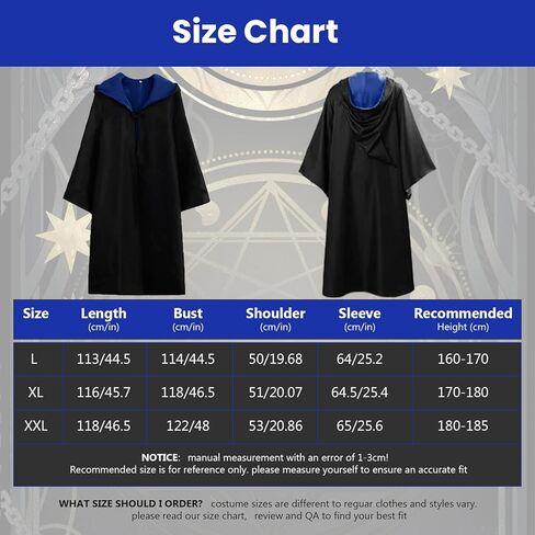 Wizard Costume Cosplay Set, Wizard Cloak Robe for Adults Teens, Wizarding Halloween Costume Accessories for Party in Kuwait